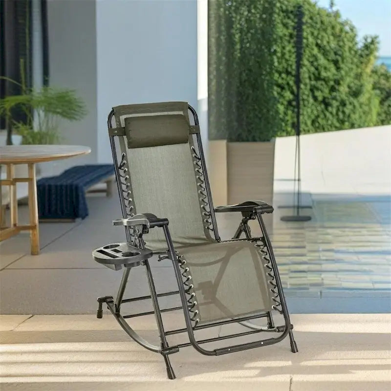 Outsunny Outdoor Rocking Chairs,Foldable Reclining Lounge Rocker