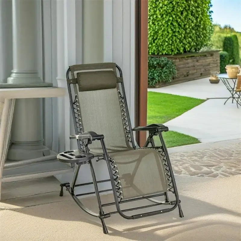 Outsunny Outdoor Rocking Chairs,Foldable Reclining Lounge Rocker