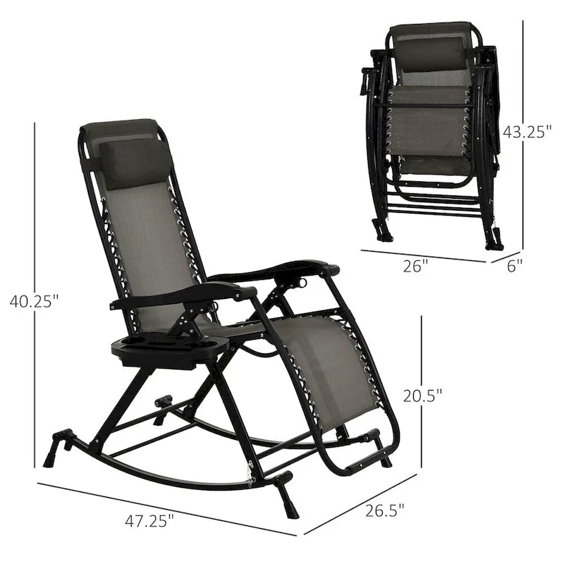 Outsunny Outdoor Rocking Chairs,Foldable Reclining Lounge Rocker
