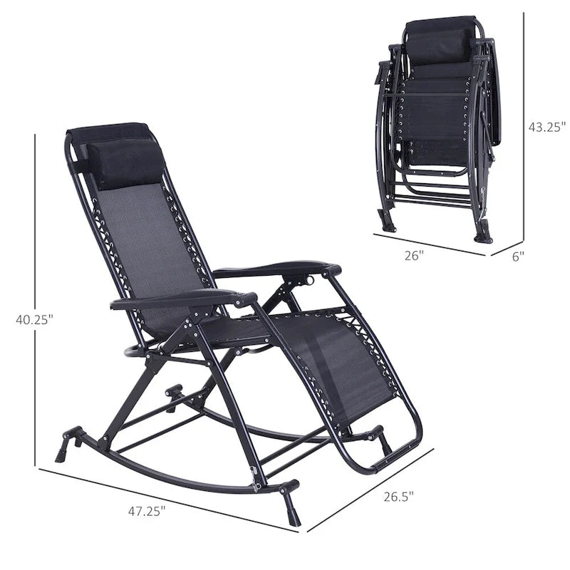 Outsunny Outdoor Rocking Chairs,Foldable Reclining Lounge Rocker