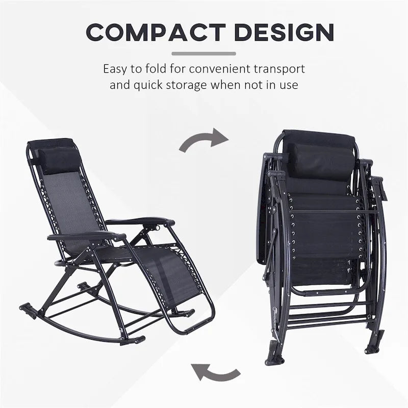 Outsunny Outdoor Rocking Chairs,Foldable Reclining Lounge Rocker