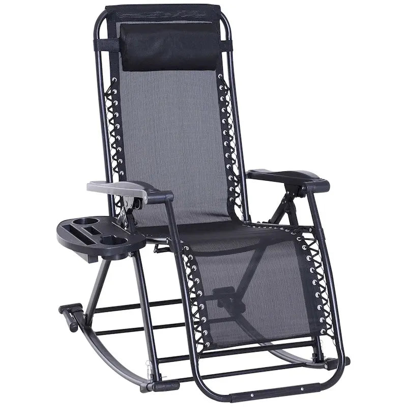 Outsunny Outdoor Rocking Chairs,Foldable Reclining Lounge Rocker