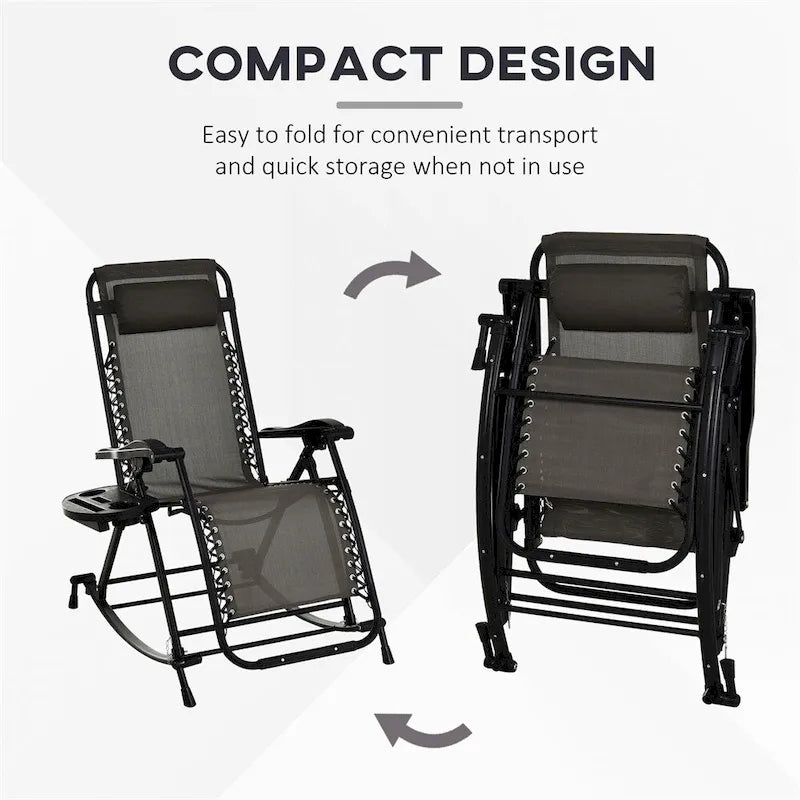 Outsunny Outdoor Rocking Chairs,Foldable Reclining Lounge Rocker