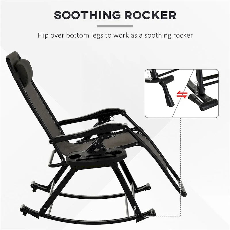 Outsunny Outdoor Rocking Chairs,Foldable Reclining Lounge Rocker