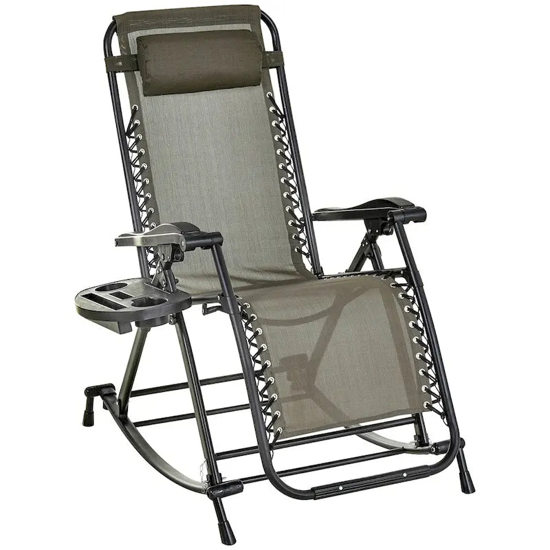 Outsunny Outdoor Rocking Chairs,Foldable Reclining Lounge Rocker