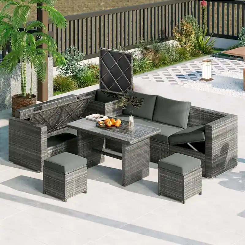 Outdoor 6-Piece Rattan Sofa Set