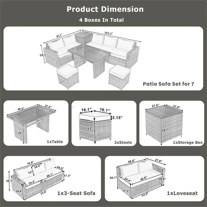 Outdoor 6-Piece Rattan Sofa Set