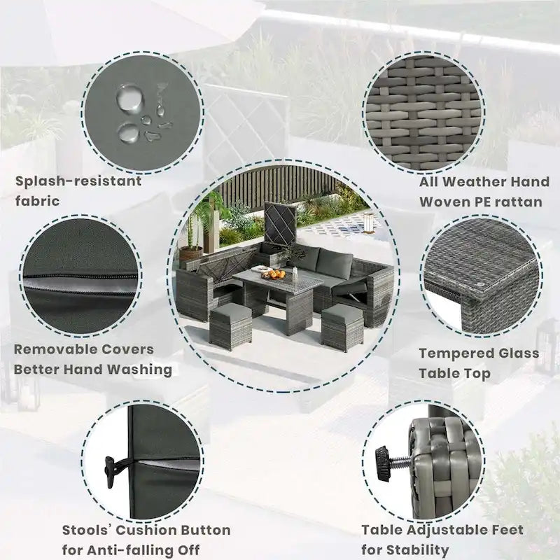 Outdoor 6-Piece Rattan Sofa Set