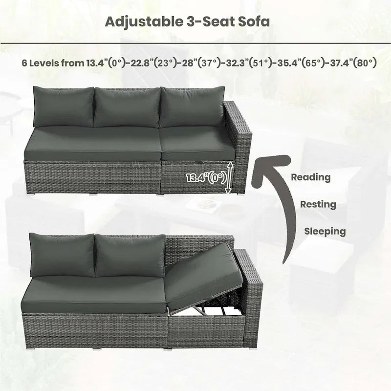 Outdoor 6-Piece Rattan Sofa Set