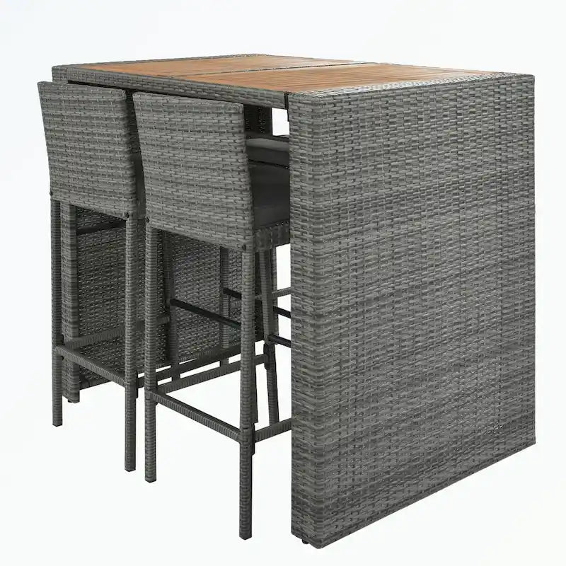 5-pieces Outdoor Patio Wicker Bar Set