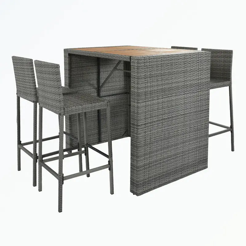 5-pieces Outdoor Patio Wicker Bar Set