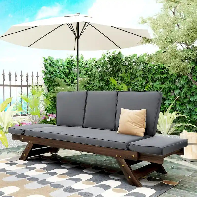 Nestfair Outdoor Adjustable Daybed Sofa Chaise Lounge with Cushions - N/A