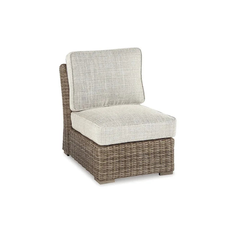 Signature Design by Ashley Beachcroft Brown/Beige Outdoor Sofa, Lounge Chairs and Fire Pit - 83 W x 37 D x 36 H