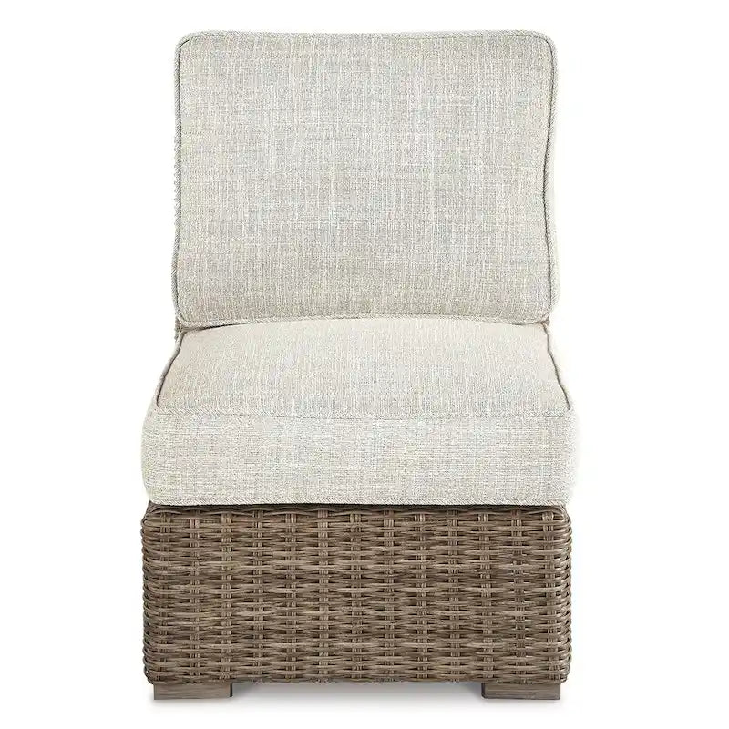 Signature Design by Ashley Beachcroft Brown/Beige Outdoor Sofa, Lounge Chairs and Fire Pit - 83 W x 37 D x 36 H