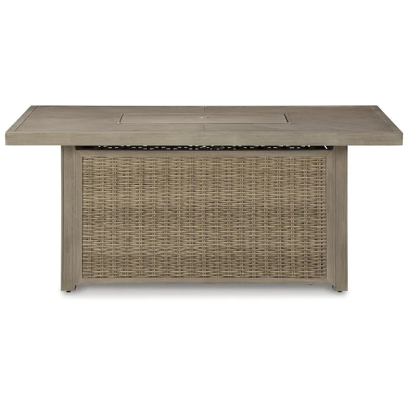 Signature Design by Ashley Beachcroft Brown/Beige Outdoor Sofa, Lounge Chairs and Fire Pit - 83 W x 37 D x 36 H