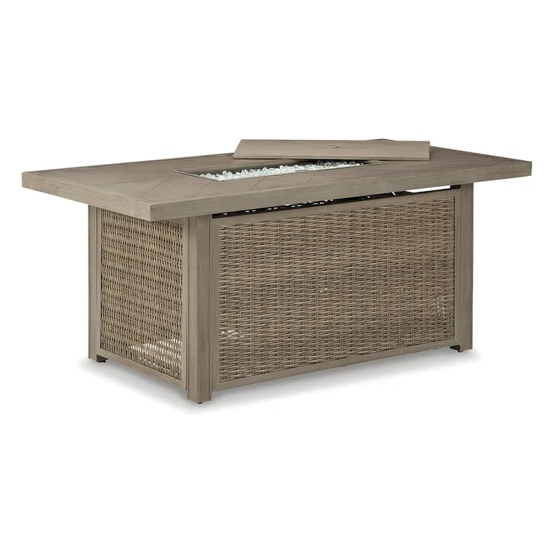 Signature Design by Ashley Beachcroft Brown/Beige Outdoor Sofa, Lounge Chairs and Fire Pit - 83 W x 37 D x 36 H