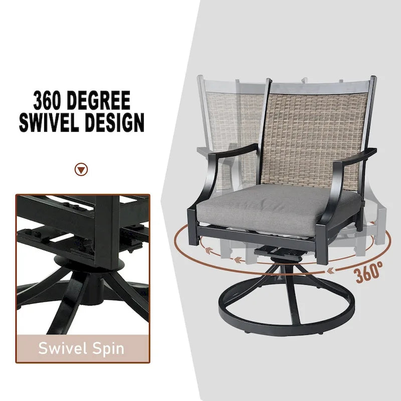 5 Piece Outdoor Patio Aluminum Dining Set With Rectangular Table