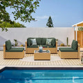 Patio Watcher 5-Pieces Yellow Rattan Conversation Set with Cusions for Outdoors