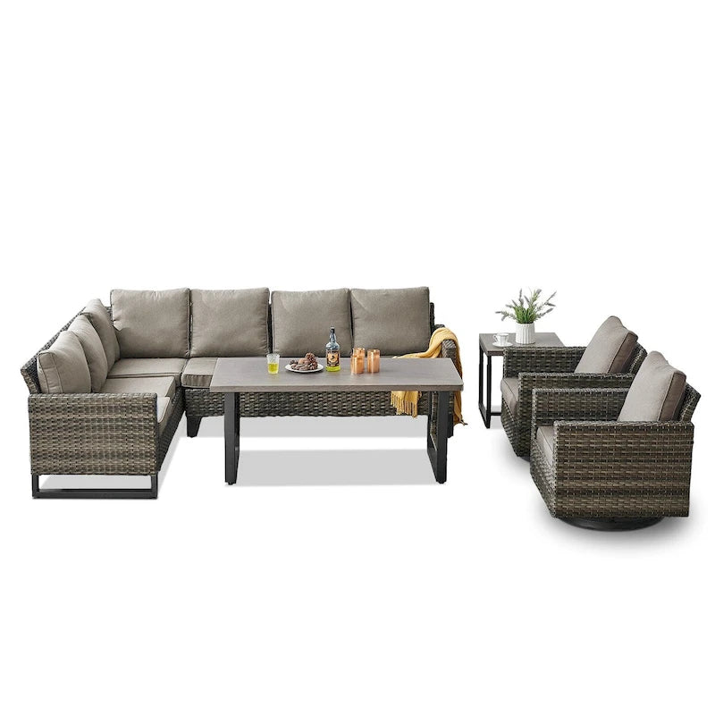 Outdoor Swivel Chairs with Sectional Sofa Table