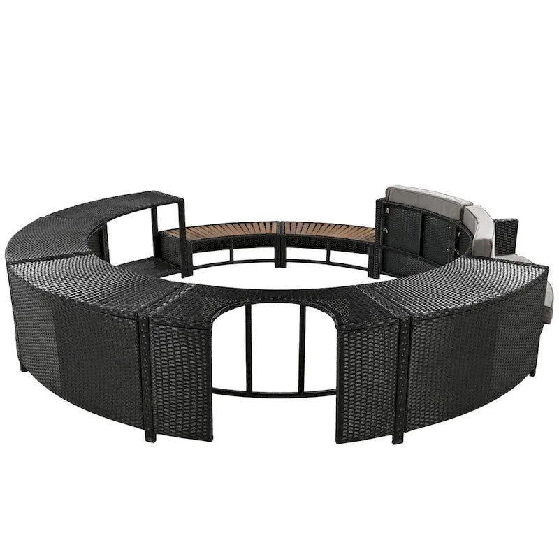 Spa Surround Spa Frame Patio Rattan Sofa Set with Storage Spaces