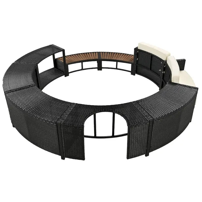Spa Surround Spa Frame Patio Rattan Sofa Set with Storage Spaces