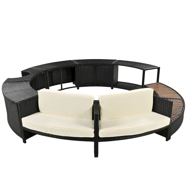 Spa Surround Spa Frame Patio Rattan Sofa Set with Storage Spaces
