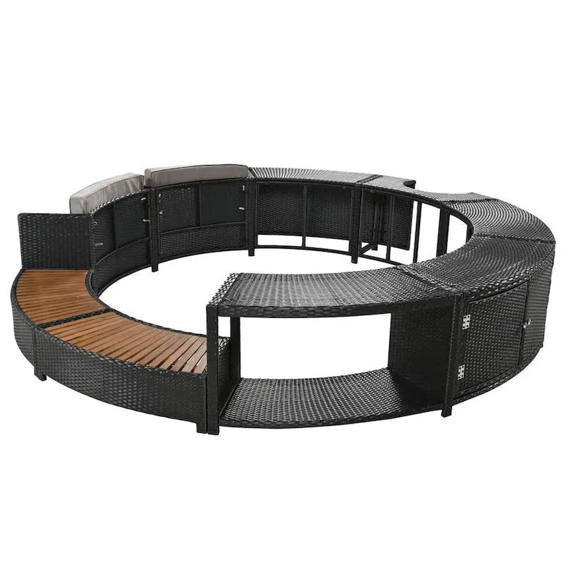 Spa Surround Spa Frame Patio Rattan Sofa Set with Storage Spaces
