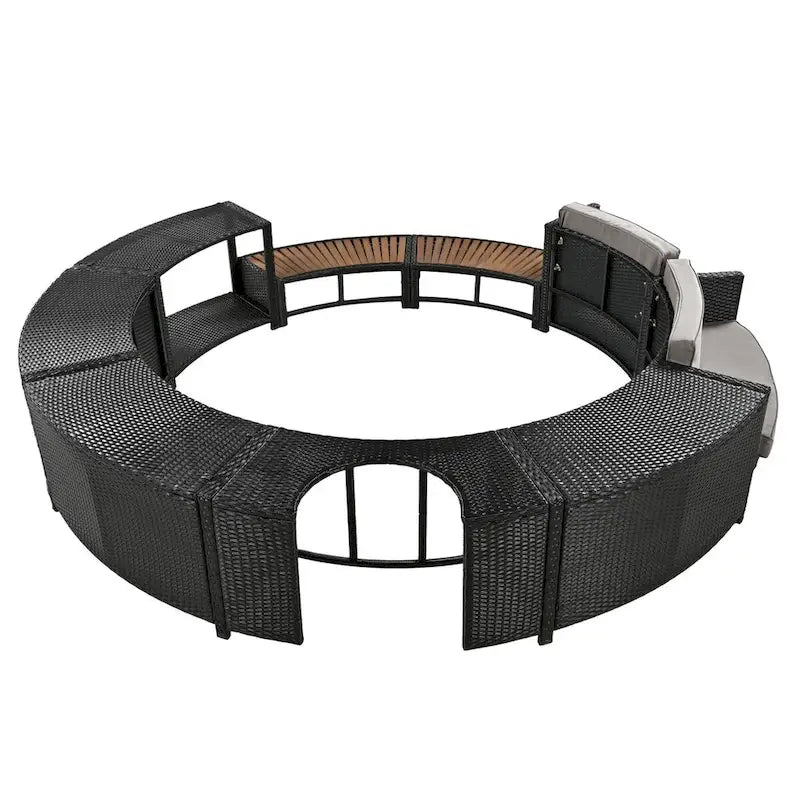 Spa Surround Spa Frame Patio Rattan Sofa Set with Storage Spaces