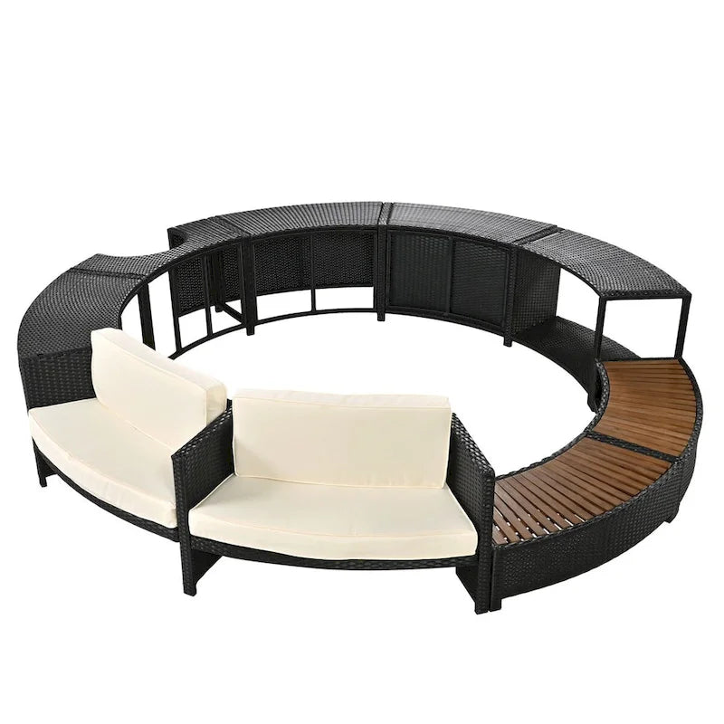Spa Surround Spa Frame Patio Rattan Sofa Set with Storage Spaces