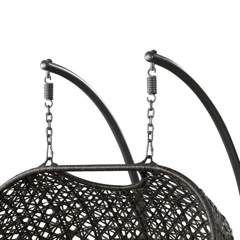 Patio Swing Chair with Tubular Stand and Wicker Weaving, Black