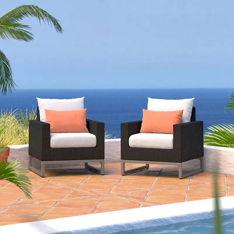 Milo Espresso 2 Piece Sunbrella Outdoor Patio Club Chairs