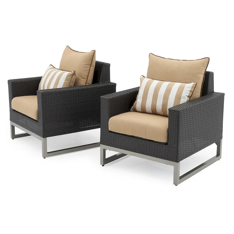 Milo Espresso 2 Piece Sunbrella Outdoor Patio Club Chairs