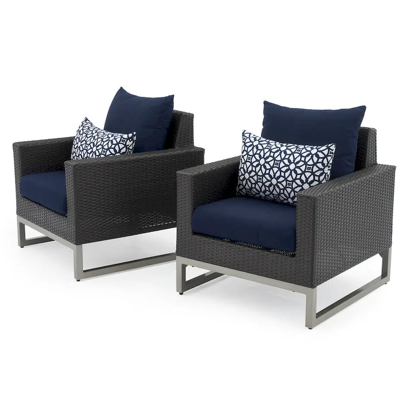 Milo Espresso 2 Piece Sunbrella Outdoor Patio Club Chairs