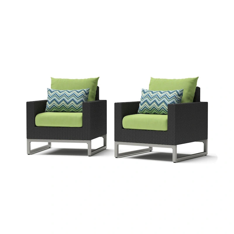 Milo Espresso 2 Piece Sunbrella Outdoor Patio Club Chairs