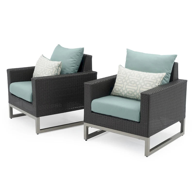 Milo Espresso 2 Piece Sunbrella Outdoor Patio Club Chairs