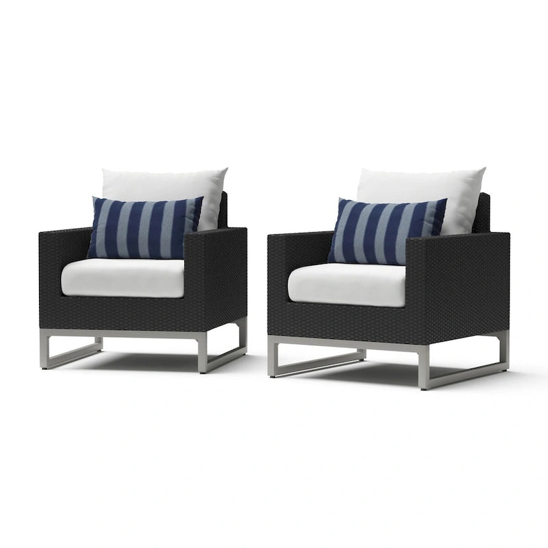 Milo Espresso 2 Piece Sunbrella Outdoor Patio Club Chairs