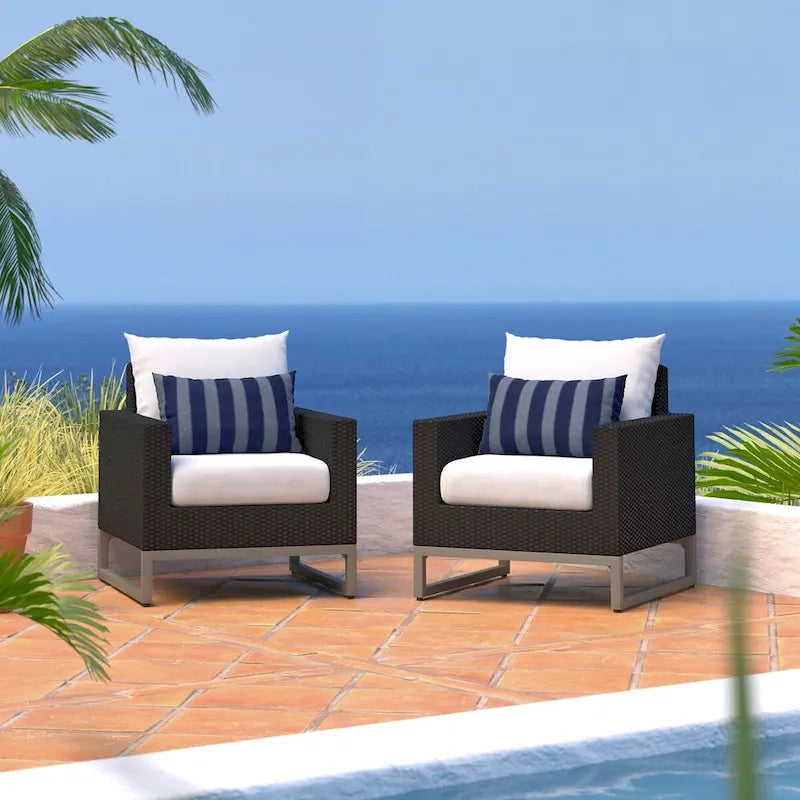 Milo Espresso 2 Piece Sunbrella Outdoor Patio Club Chairs