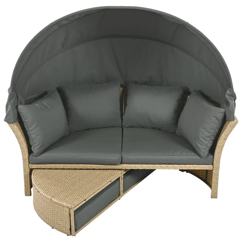 Outdoor Patio Daybed Wicker Rattan Double Daybed