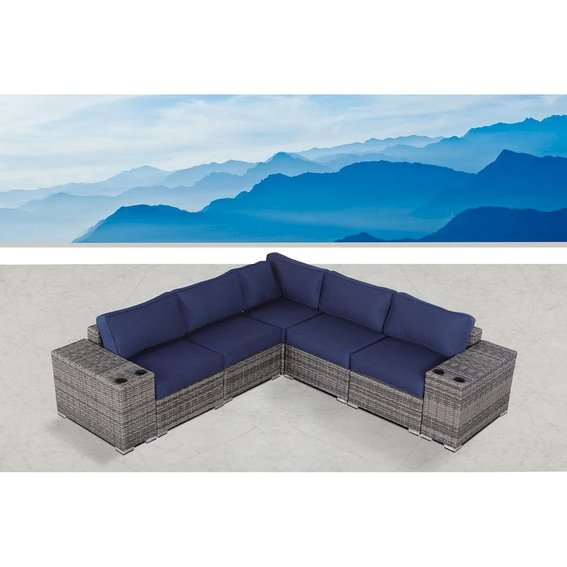 LSI Arelys Rattan Wicker Fully Assembled 4 - Person Seating Group with Cushions