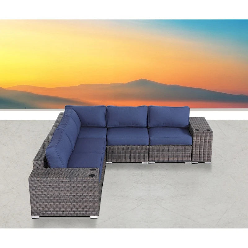 LSI Arelys Rattan Wicker Fully Assembled 4 - Person Seating Group with Cushions