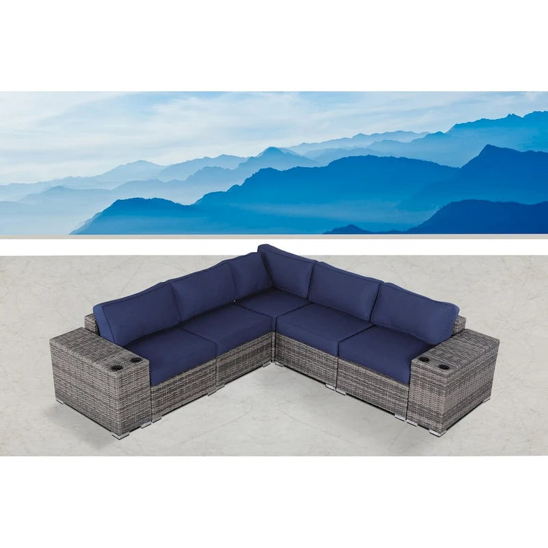 LSI Arelys Rattan Wicker Fully Assembled 4 - Person Seating Group with Cushions