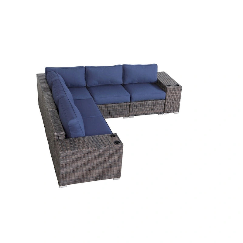 LSI Arelys Rattan Wicker Fully Assembled 4 - Person Seating Group with Cushions