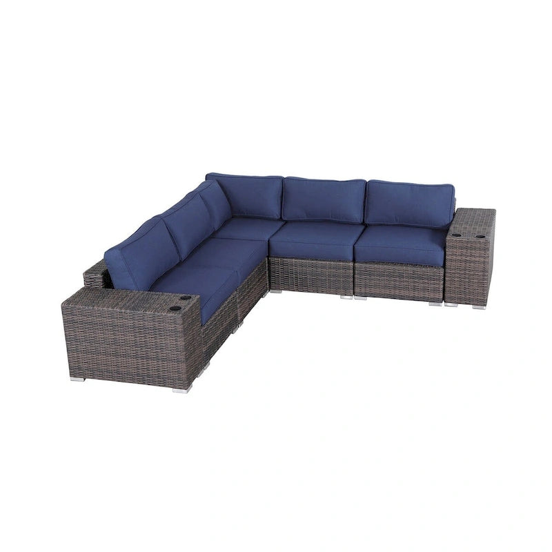 LSI Arelys Rattan Wicker Fully Assembled 4 - Person Seating Group with Cushions