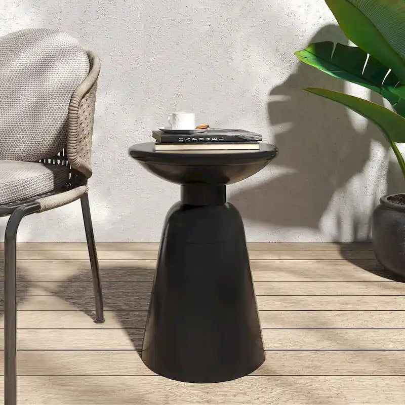 Outdoor Side Table,Cement End Tables for Patio,Garden Small Accent Decorative Stool,Table Indoor