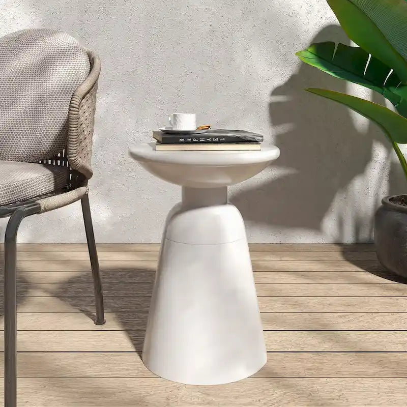 Outdoor Side Table,Cement End Tables for Patio,Garden Small Accent Decorative Stool,Table Indoor