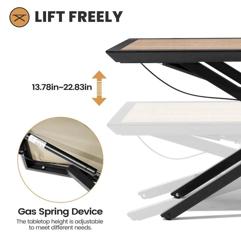 All Weather Patio Outdoor Coffee Table Adjustable Lift Height Aluminum Tea Table - See Picture