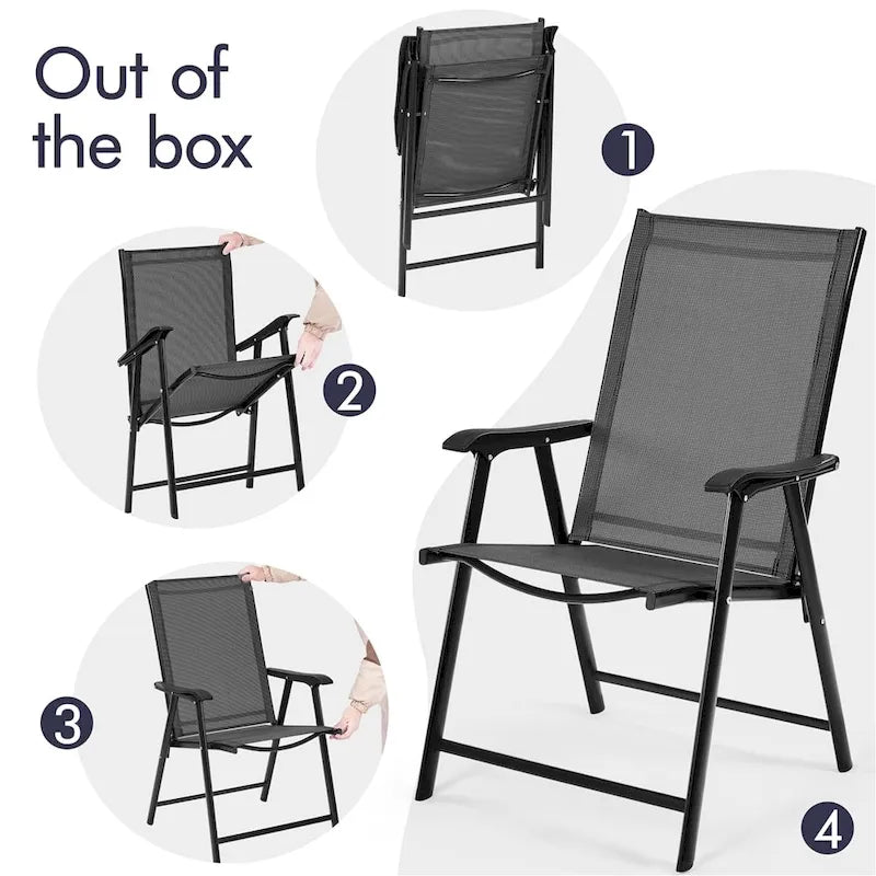 Yaheetech 4pcs Folding Dining Chairs Patio Dining Chairs with Backrest and Armrests