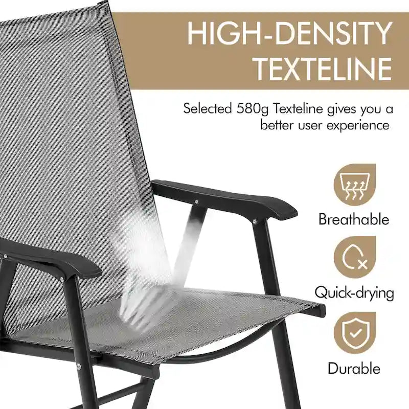 Yaheetech 4pcs Folding Dining Chairs Patio Dining Chairs with Backrest and Armrests
