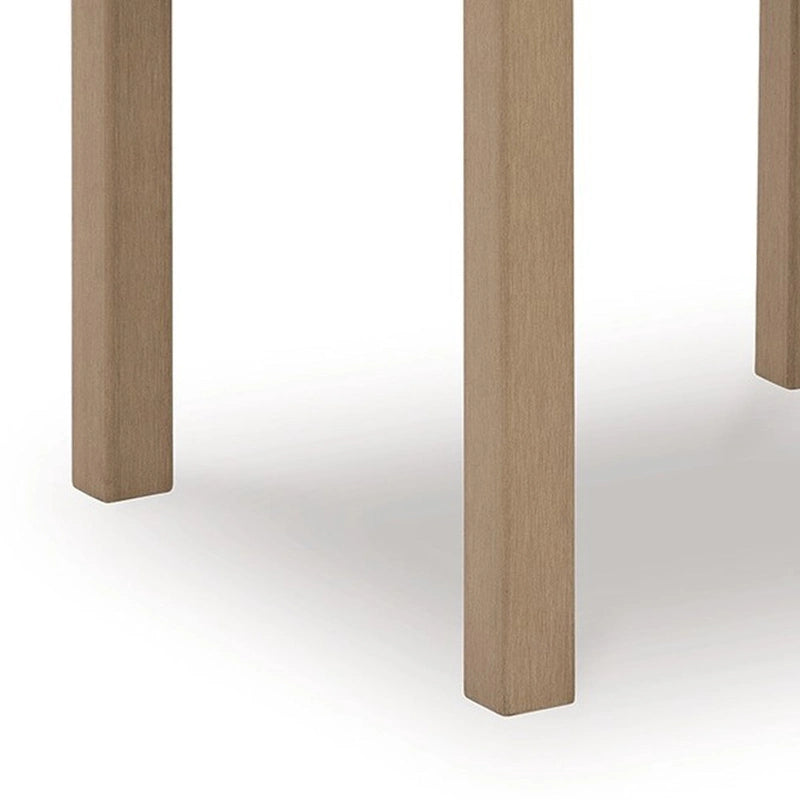 Karo 24 Inch Outdoor Side End Table, Modern Slatted Top, Natural Brown