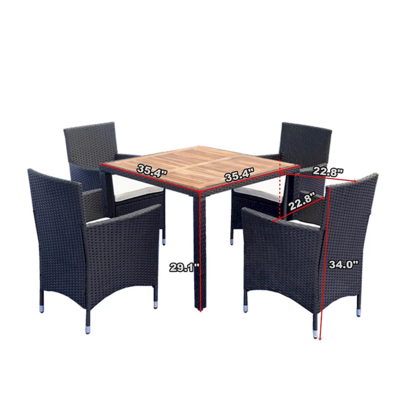 5 piece Outdoor Patio Wicker Dining Set